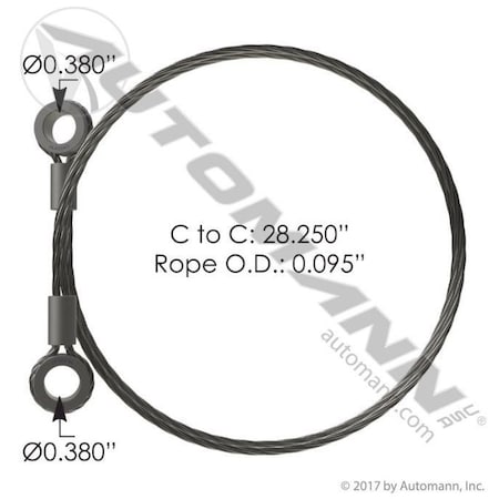 Automann Cable And Spring, Hood, 28.500 In. 357, 367, 375, 377, 378, 379 87-05, Peterbilt HLK2047